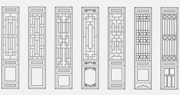 开化常用中式仿古花窗图案隔断设计图